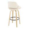 Fabrico - 30" Fixed-Height Barstool With Swivel And Round Black Metal Footrest (Set of 2) - Natural Wood