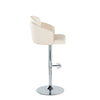 Dahlia - Adjustable Barstool With Swivel - Chrome Metal And Cream Faux Leather With Rounded T Footrest (Set of 2)