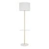 Chloe - Shelf Floor Lamp - White Marble Base, Clear Glass Shelf And White Linen Shade