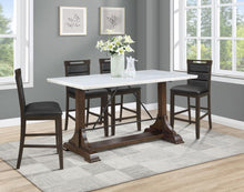 Aldrich - 5 Piece Counter Height Dining Set Genuine - White Marble And Dark Brown