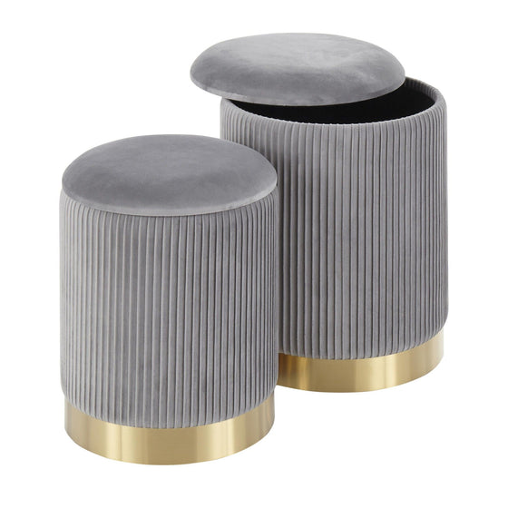 Marla - Nesting Pleated Ottoman Set