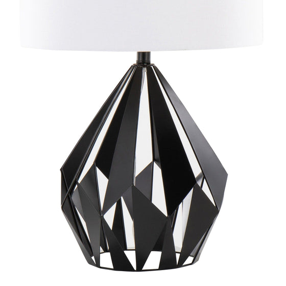 Geome - Tri 28" Metal Table Lamp - Matte Black Metal With White Linen Shade from Grandview Gallery (Set of 2)
