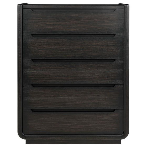 Leandro - 5-Drawer Bedroom Chest Of Drawers - Burnished Black