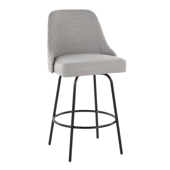 Marcel - 27" Fixed-Height Counter Stool With Swivel And Round Black Metal Footrest (Set of 2) - Black Metal