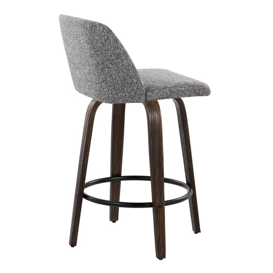 Toriano - 26" Fixed-Height Counter Stool (Set of 2) - Walnut & Black Base