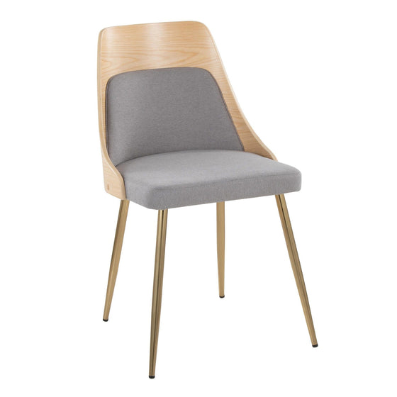 Anabelle - Dining / Accent Chair (Set of 2) - Gold Metal, Natural Wood