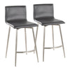 Mara - 26" Upholstered Fixed-Height Counter Stool With Swivel (Set of 2) - Stainless Steel