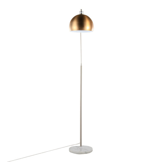 March - Floor Lamp - White Marble And Nickel