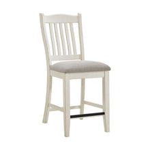  Bellevue - Slat Back Counter Side Chair Fabric (Set of 2) - Antique White / Beige