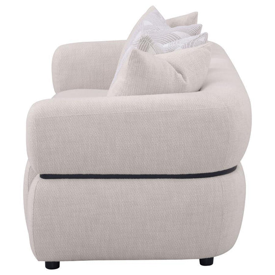 Jeanette - 84" Fabric Upholstered Round Arm Sofa - Beige