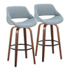 Fabrico - 30" Fixed-Height Barstool With Swivel And Round Black Metal Footrest (Set of 2) - Walnut Wood