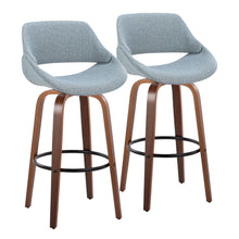  Fabrico - 30" Fixed-Height Barstool With Swivel And Round Black Metal Footrest (Set of 2) - Walnut Wood