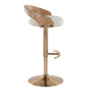 Grotto - Adjustable Barstool With Swivel And Rounded T Footrest (Set of 2) - Gold Metal, White Washed Wood, And Oat Fabric