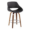 Fabrico - Fixed-Height Counter Stool With Round Chrome Footrest (Set of 2) - Walnut Wood