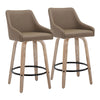 Hannah - 26" Fixed-Height Counter Stool With Swivel And Round Black Metal Footrest (Set of 2) - Whitewashed Wood