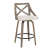 Charlotte - Farmhouse Counter Stool - Light Gray Wood And Cream Noise Fabric (Set of 2)