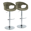 Curva - Adjustable Barstool With Rounded T Footrest (Set of 2) - Chrome Metal