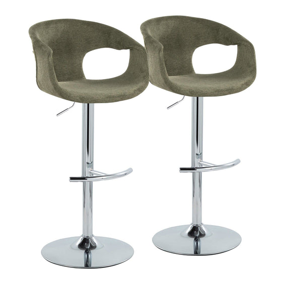 Curva - Adjustable Barstool With Rounded T Footrest (Set of 2) - Chrome Metal