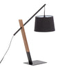 Archer - Table Lamp - Black Metal, Walnut Wood, And Black Linen Shade
