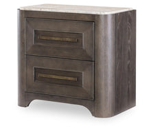  Lancia - 2 Drawer Nightstand With Stone Top - Charred Oak / White