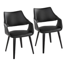  Curvo - High Back Upholstered Chair (Set of 2) - Black Wood Legs