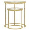 Maylin - 2 Piece Round Glass Top Nesting Table Set - Gold