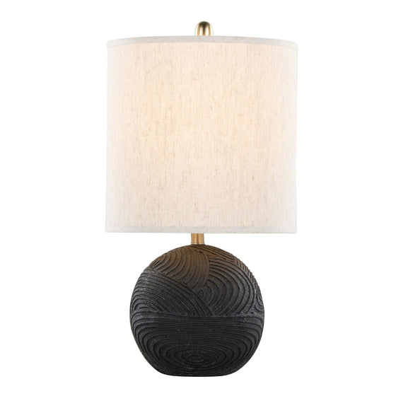 Kona - 23" Polyresin Table Lamp - Matte Black Polyresin, Brass And Natural Linen Shade from Grandview Gallery (Set of 2)