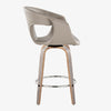 Curva - 26" Fixed-Height Counter Stool With Swivel And Round Chrome Metal Footrest (Set of 2) - Light Gray Wood And Light Gray Faux Leather