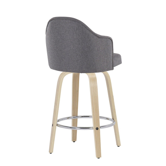 Ahoy - Fixed - Height Counter Stool - Natural Wood Legs And Round Footrest (Set of 2)