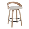 Grotto - 26" Fixed-Height Counter Stool With Swivel And Round Black Metal Footrest (Set of 2) - White Washed Wood And Oat Fabric