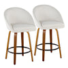 Matisse - 26" Highback Fixed-Height Counter Stool With Swivel And Round Black Metal Footrest (Set of 2) - Walnut Wood