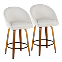  Matisse - 26" Highback Fixed-Height Counter Stool With Swivel And Round Black Metal Footrest (Set of 2) - Walnut Wood