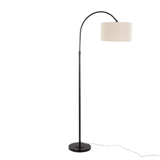 April - 72" Metal Floor Lamp - Oil Bronze With Natural Linen Shade