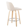 Toriano - 26" Fixed-Height Counter Stool (Set of 2) - Natural & Chrome Round Base