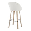 Matisse - 30" Highback Fixed-Height Barstool With Swivel And Round Chrome Metal Footrest (Set of 2) - Light Gray Wood