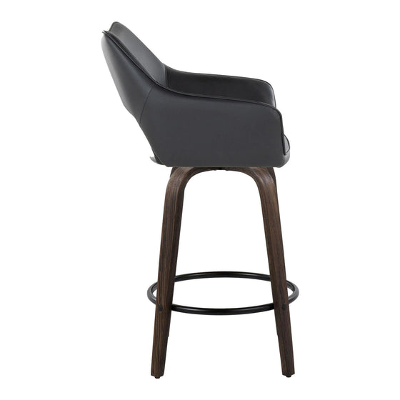 Mustang - 26" Fixed-Height Counter Stool With Swivel - Walnut Glazed Wood (Set of 2)