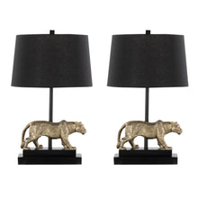  Panther - 26" Table Lamp (Set of 2) - Black Metal And Gold Polyresin With Matte Black Linen Shade