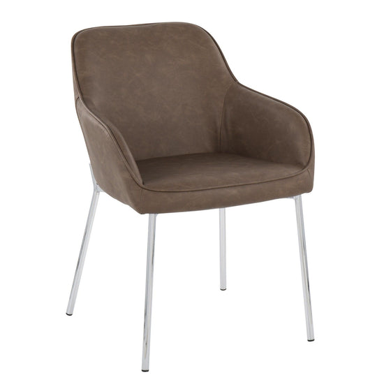 Daniella - Dining Chair (Set of 2) - Chrome Steel And Espresso Faux Leather