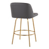 Toriano - 26" Fixed-height Counter Stool (Set of 2) - Dark Gray And Gold