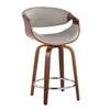 Symphony - 24" Fixed-Height Counter Stool With Swivel And Round Chrome Metal Footrest (Set of 2) - Walnut Wood
