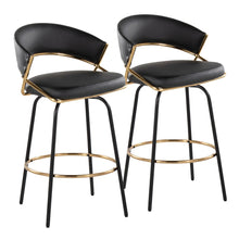  Jie - 26" Fixed-Height Counter Stool With Swivel - Gold Metal (Set of 2)