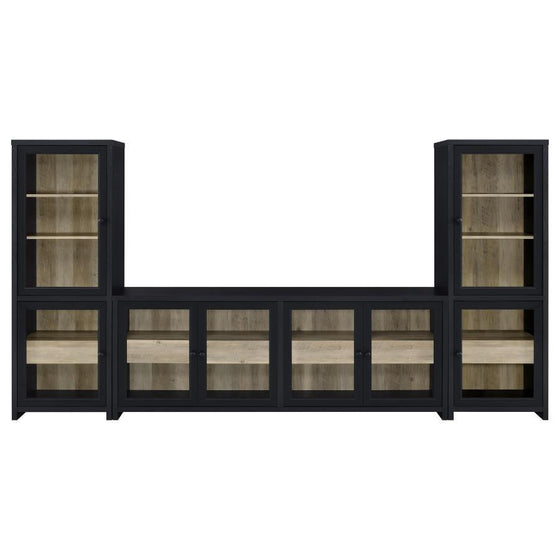Denison - 3 Piece Entertainment Center 79" TV Stand - Black