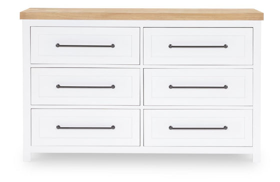 Horizons - 6 Drawers Dresser - Pure White / Natural Oak