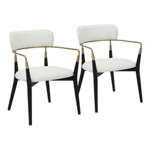  Savannah - Chair (Set of 2) - Black Wood, Gold Metal, Cream Fabric
