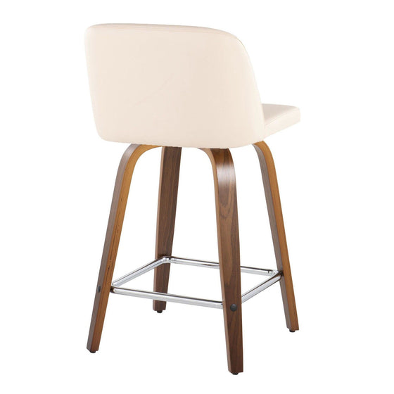 Toriano - 24" Fixed-Height Counter Stool (Set of 2) - Walnut & Chrome Square Base