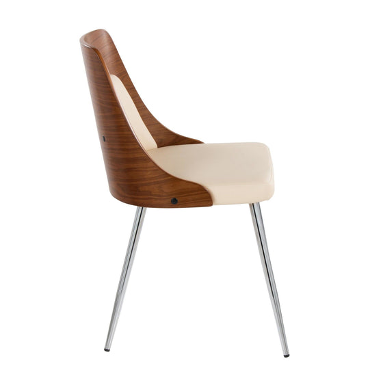 Anabelle - Dining / Accent Chair (Set of 2) - Chrome Metal, Walnut Wood