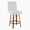 Hank - 26" Fixed-Height Counter Stool With Swivel And Round Black Metal Footrest (Set of 2) - Walnut Wood