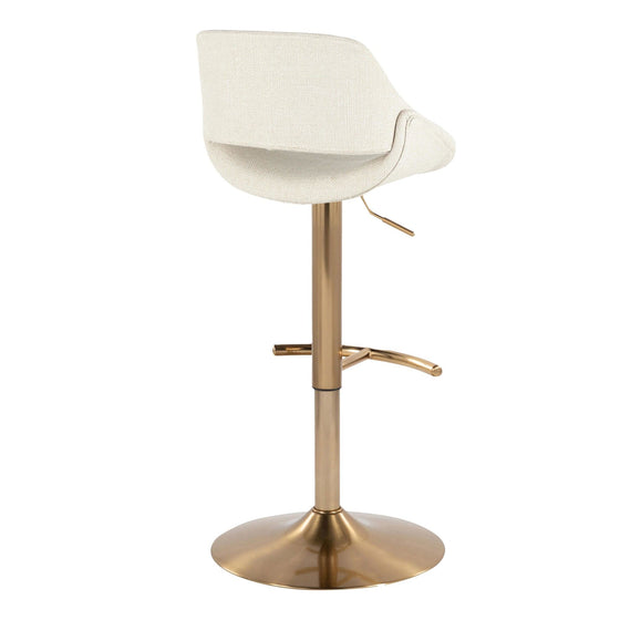 Fabrico - Adjustable Barstool With Swivel And Rounded T Footrest (Set of 2) - Gold Metal