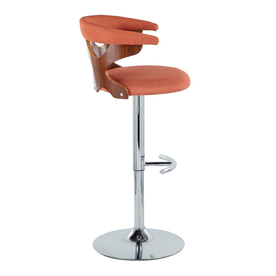 Gardenia - Adjustable Barstool - Chrome Base & Walnut Backrest