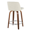 Toriano - 24" Fixed-Height Counter Stool (Set of 2) - Walnut & Chrome Round Base
